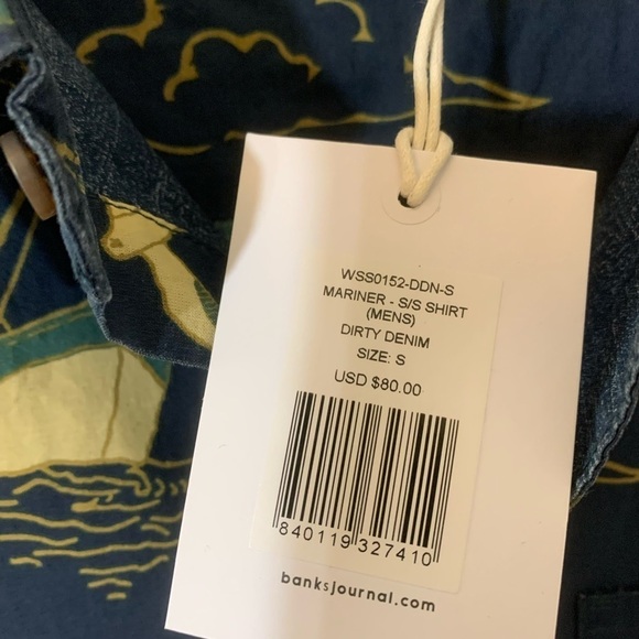 Banks 100% cotton NWT mariner print navy short sleeved - Picture 4 of 11